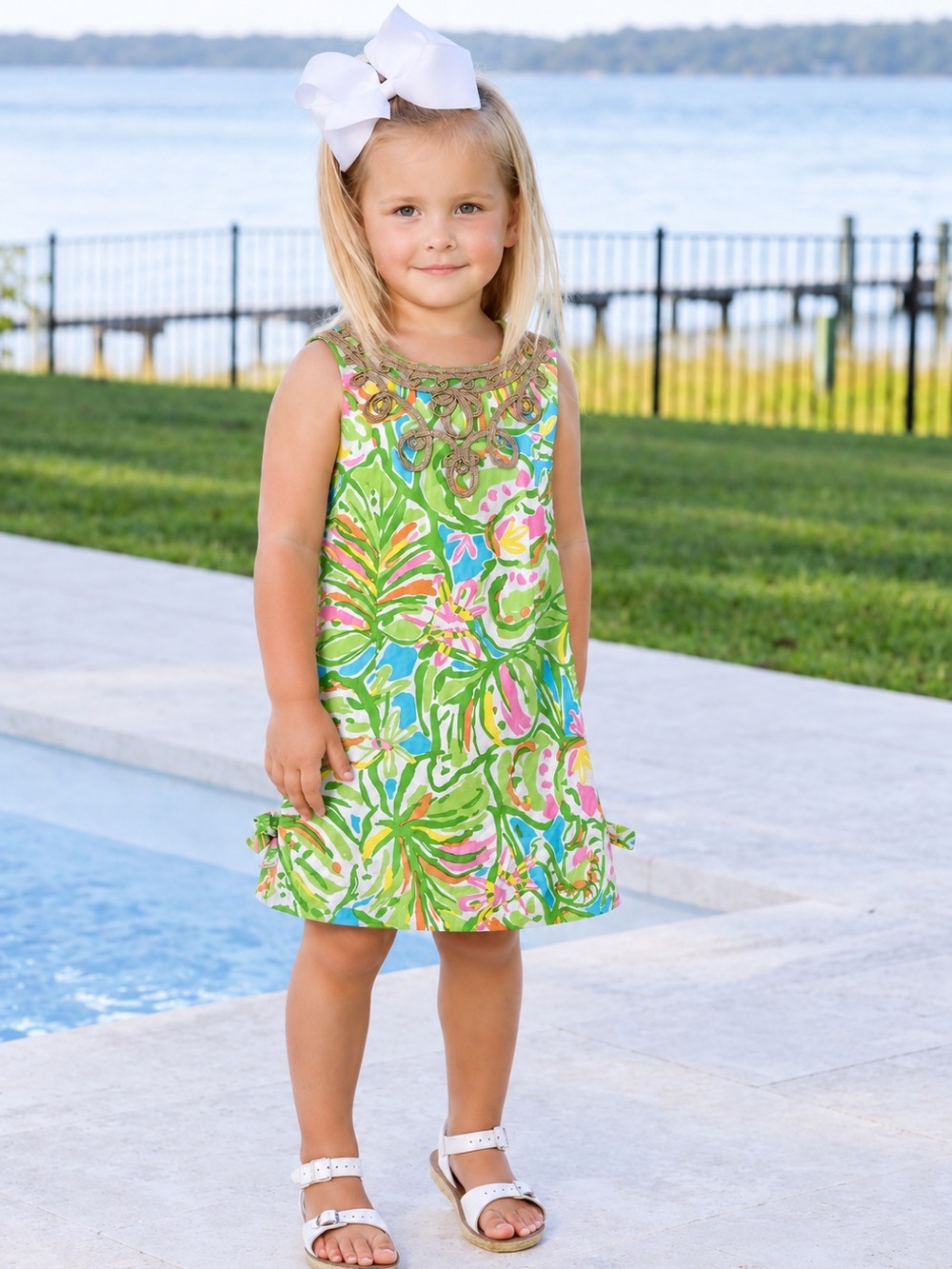 Lilly Pulitzer Jacquard Gold Shimmer Brocade Side Tie Shift Dress
